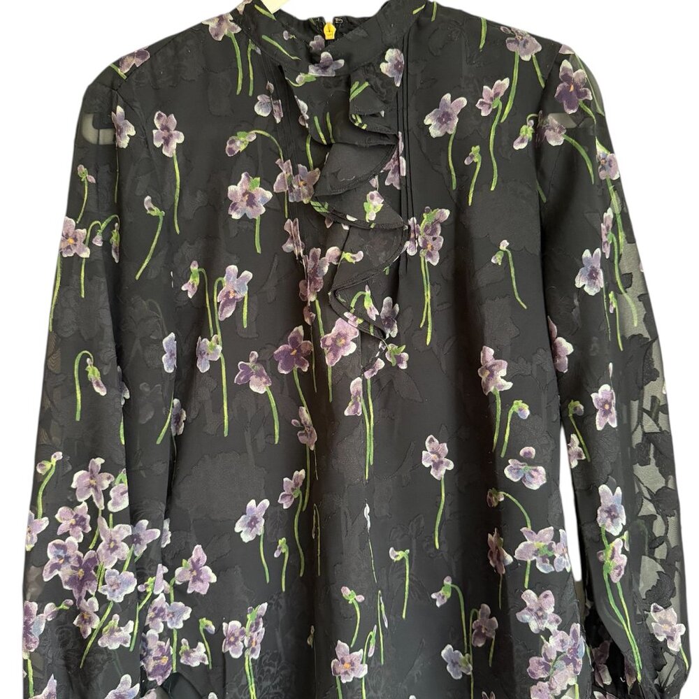 Lauren Ralph Lauren blouse black with lavender floral Sz4